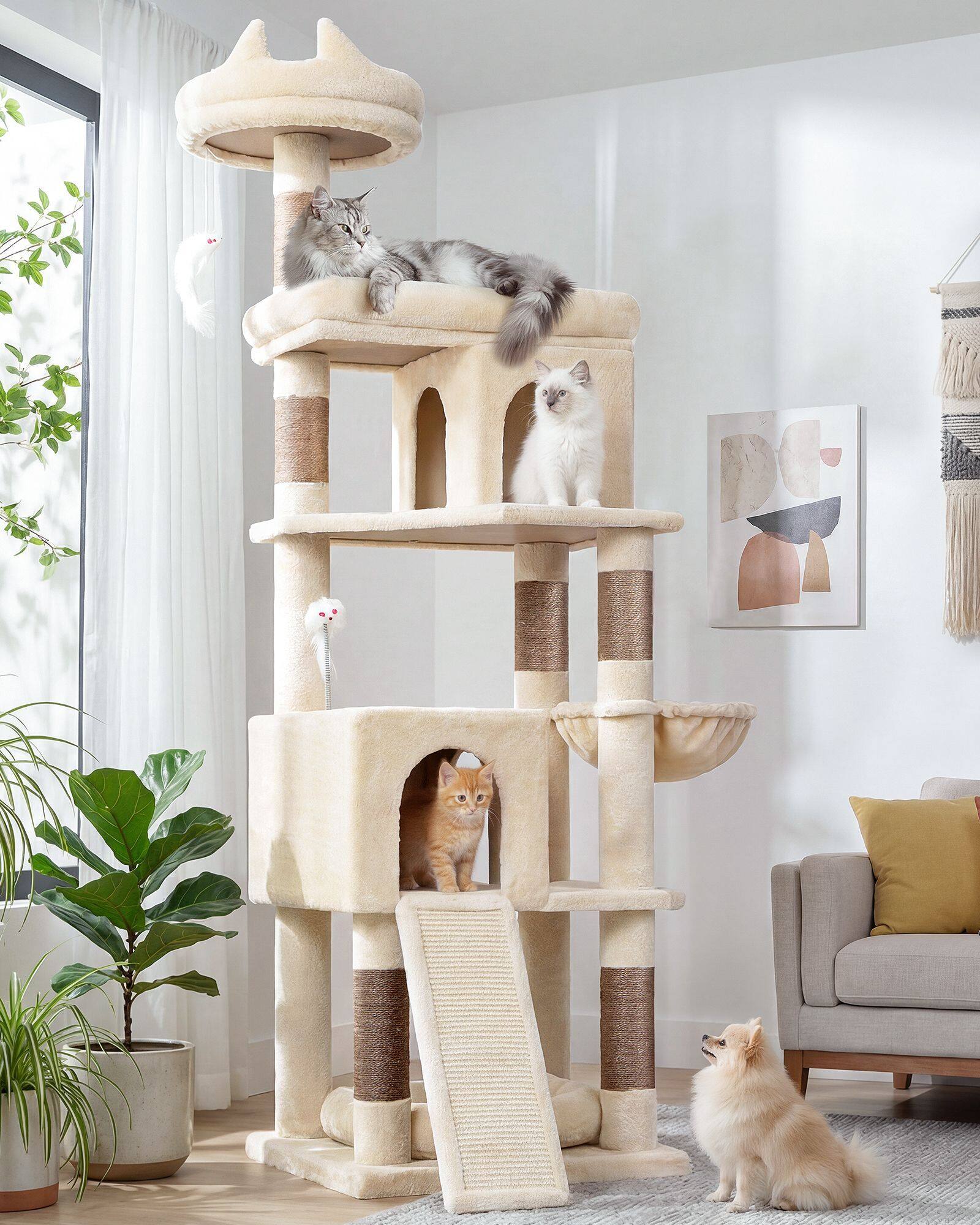 S72 Heavy Duty Cat Tree(Beige,72-inch)