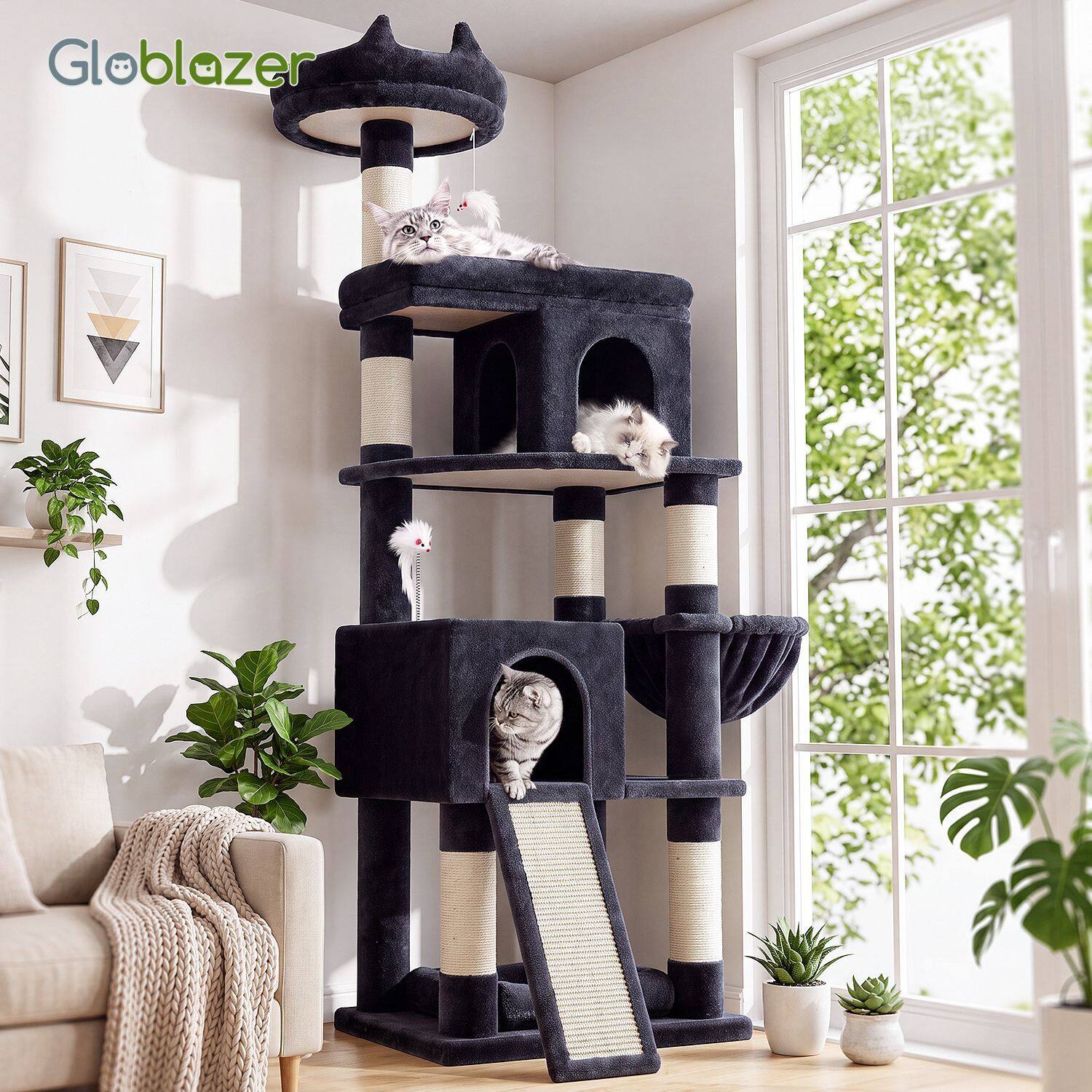 S72 Heavy Duty Cat Tree (Smoky Gray , 72-inch)