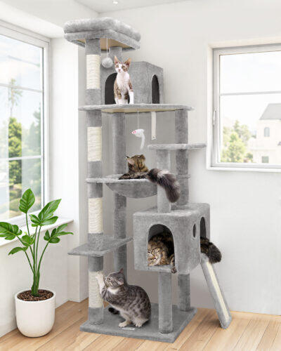 F70 Pro Heavy Duty Cat Tree (Light Gray, 70-inch)