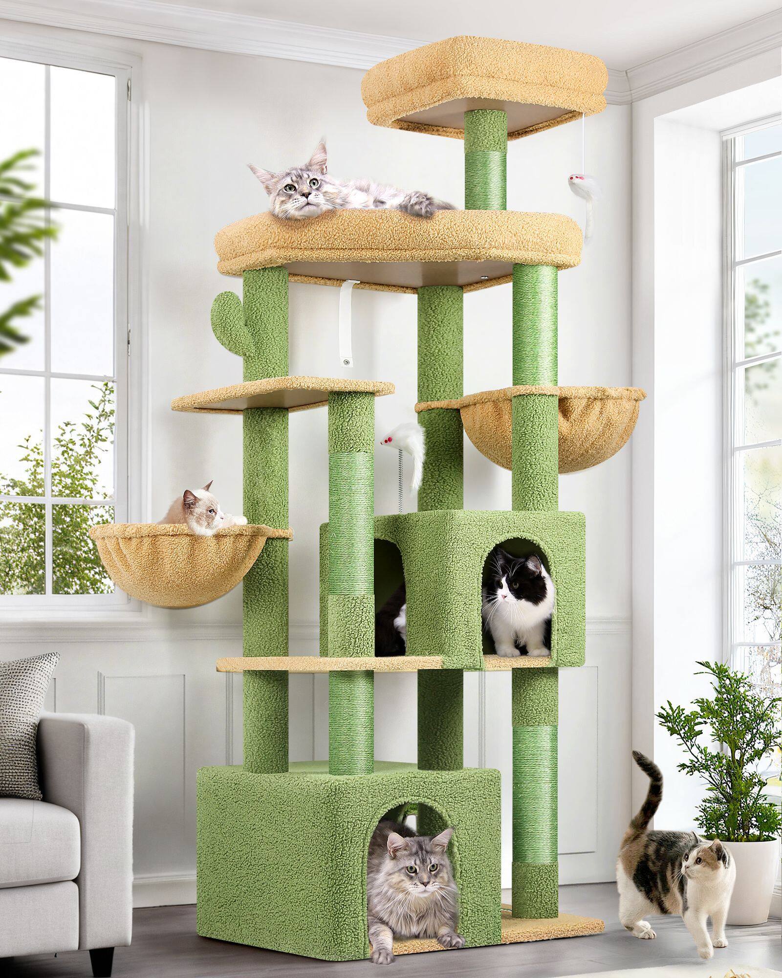S68 Tall Cat Tree(Cactus Green,68-inch)