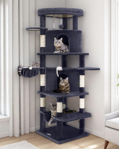 C66 Large Cat Tower(Dark Gray,66-inch)