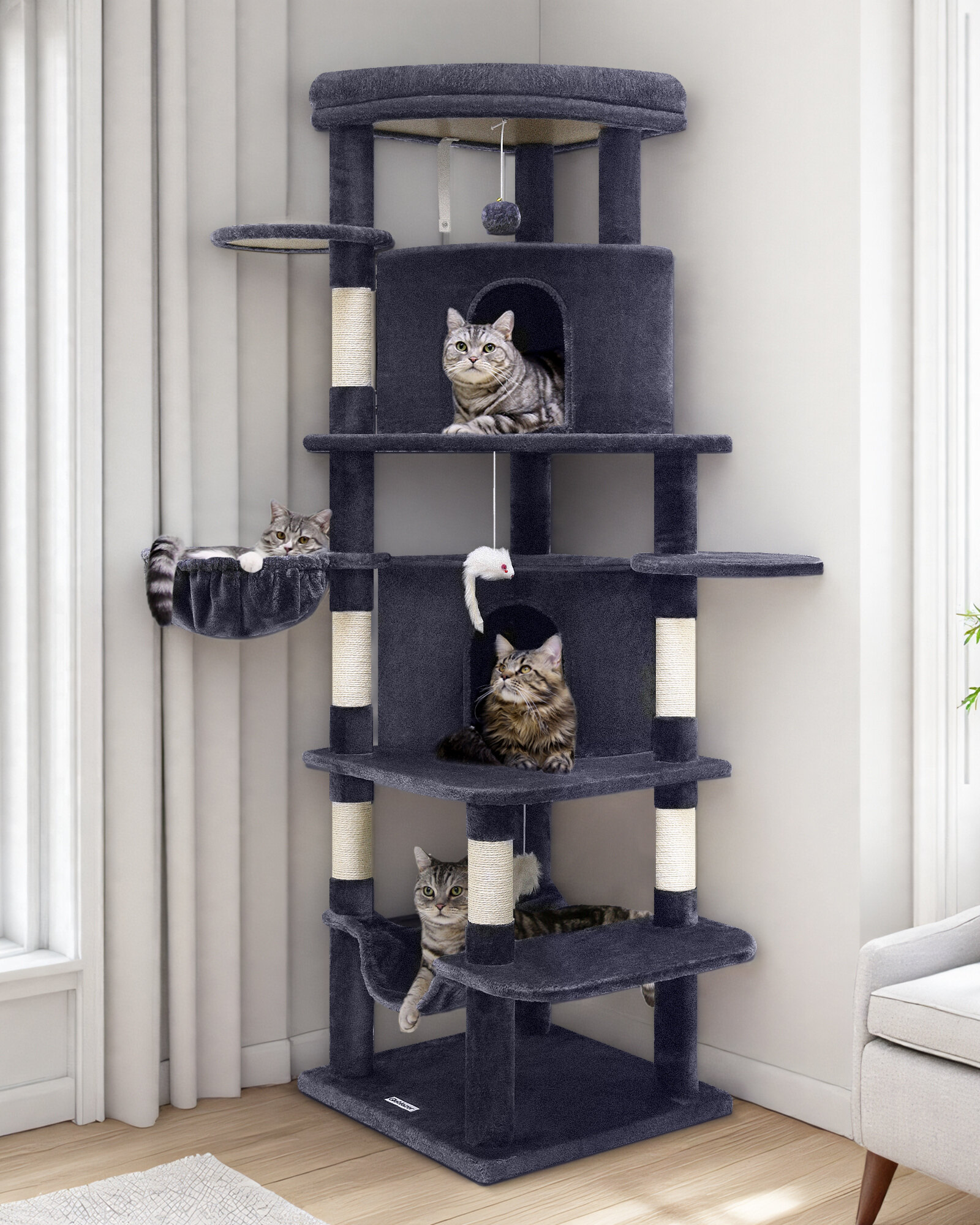 C66 Large Cat Tower(Dark Gray,66-inch)