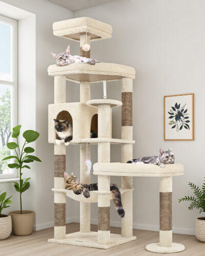S65 Heavy Duty Cat Tree(Beige,65-inch)