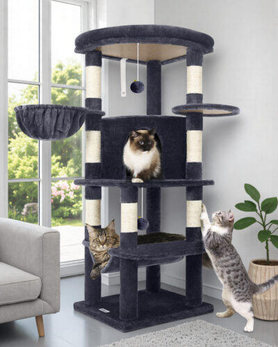 C51 Corner Cat Tree(Dark Grey,51-inch)