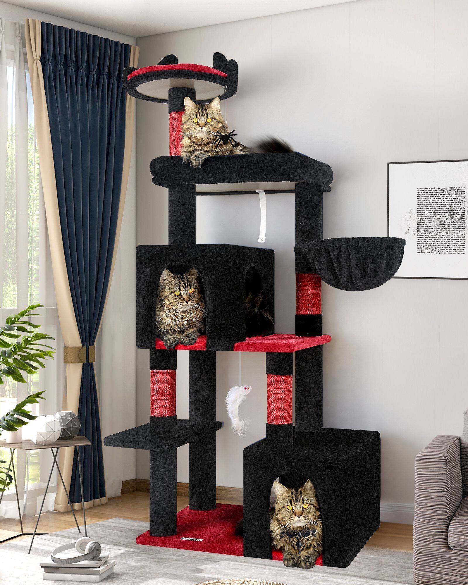 F62 Gothic Cat Tree(Black,62-inch)