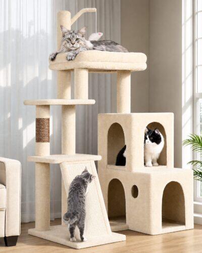 F50 Cat Tree For Large Cats (Beige, 50-inch)