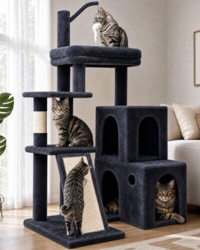 F50 Cat Tree Tower (Dark Gray, 50-inch)