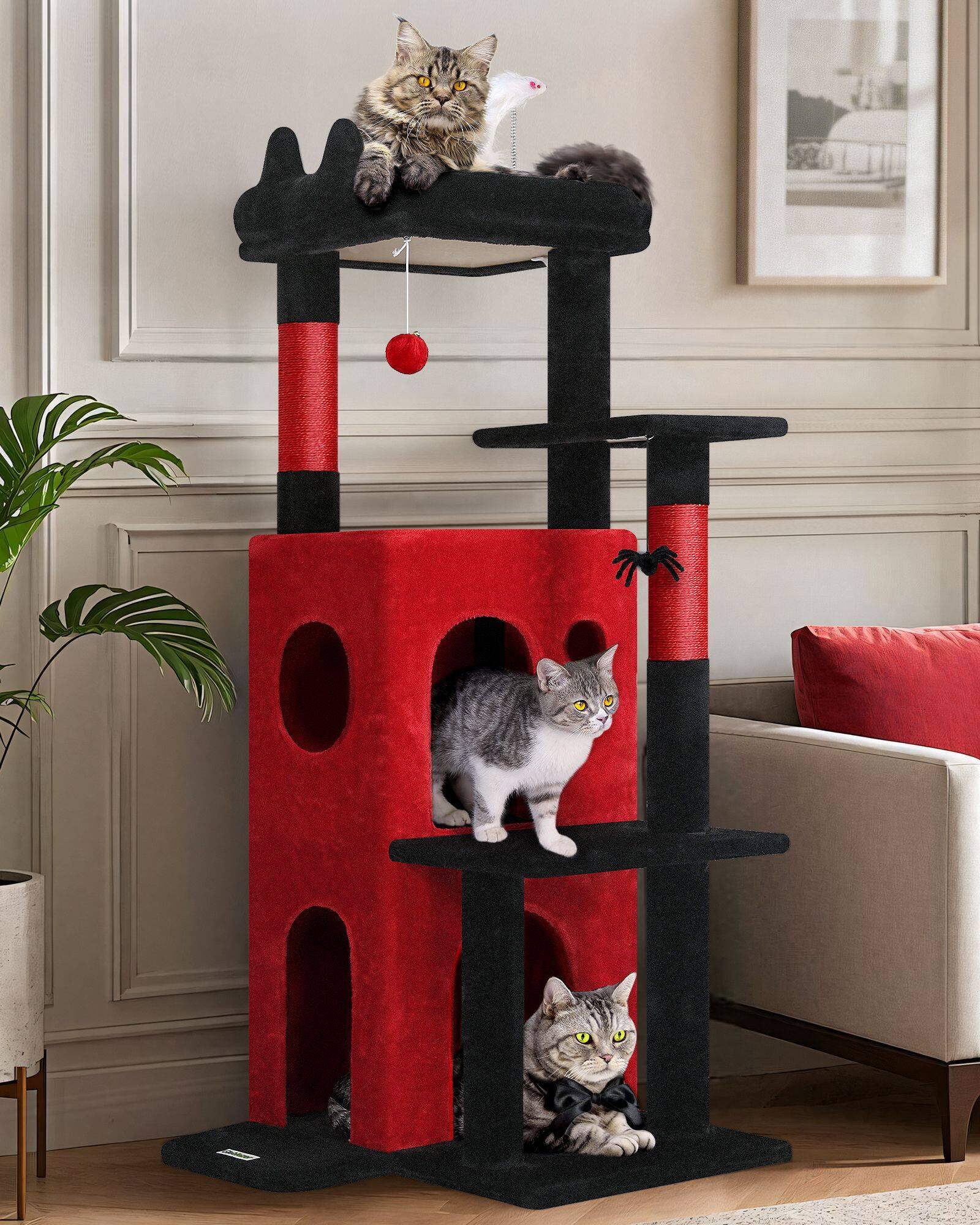 FC50 Cat Tree For Large Cats(Gothic Red Black,50-inch)