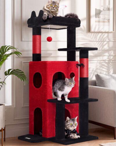FC50 Cat Tree For Large Cats (Gothic Red Black, 50-inch)