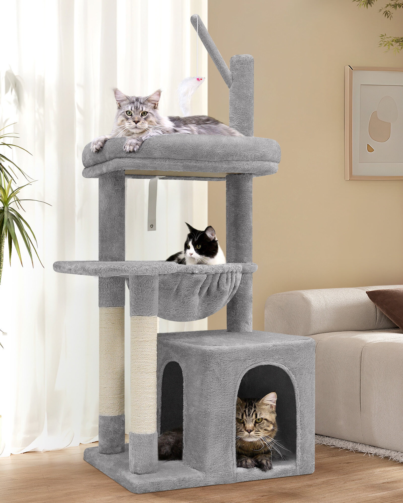 F46A Cat Tree(Light Gray,46-inch)