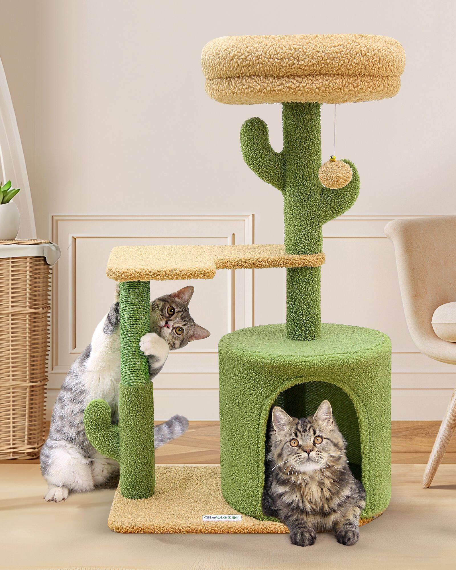 F33 Small Cactus Cat Tower(Green,33-inch)