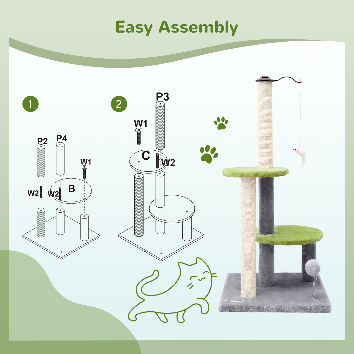 SC34 Scratching Post(Light Grey,34-inch)