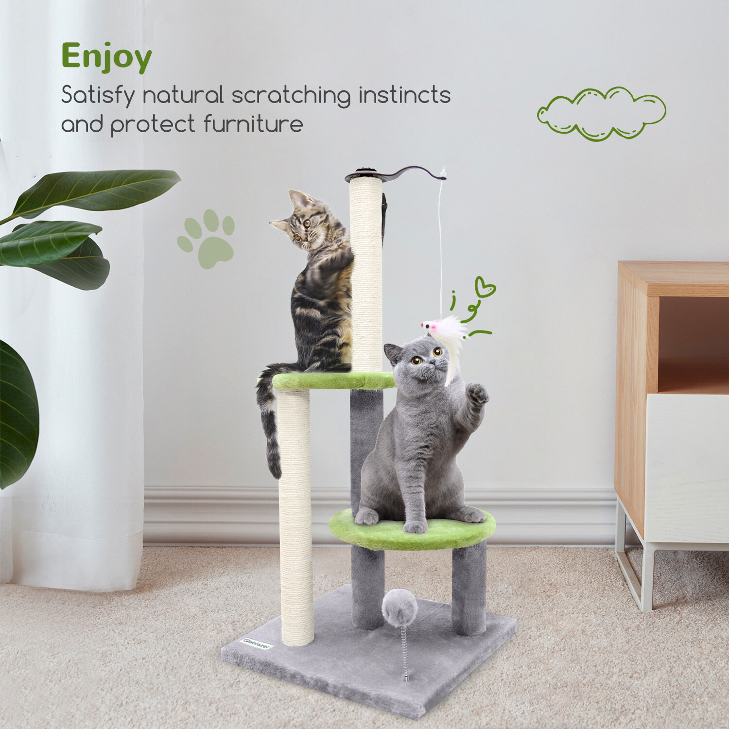 SC34 Scratching Post(Light Grey,34-inch)