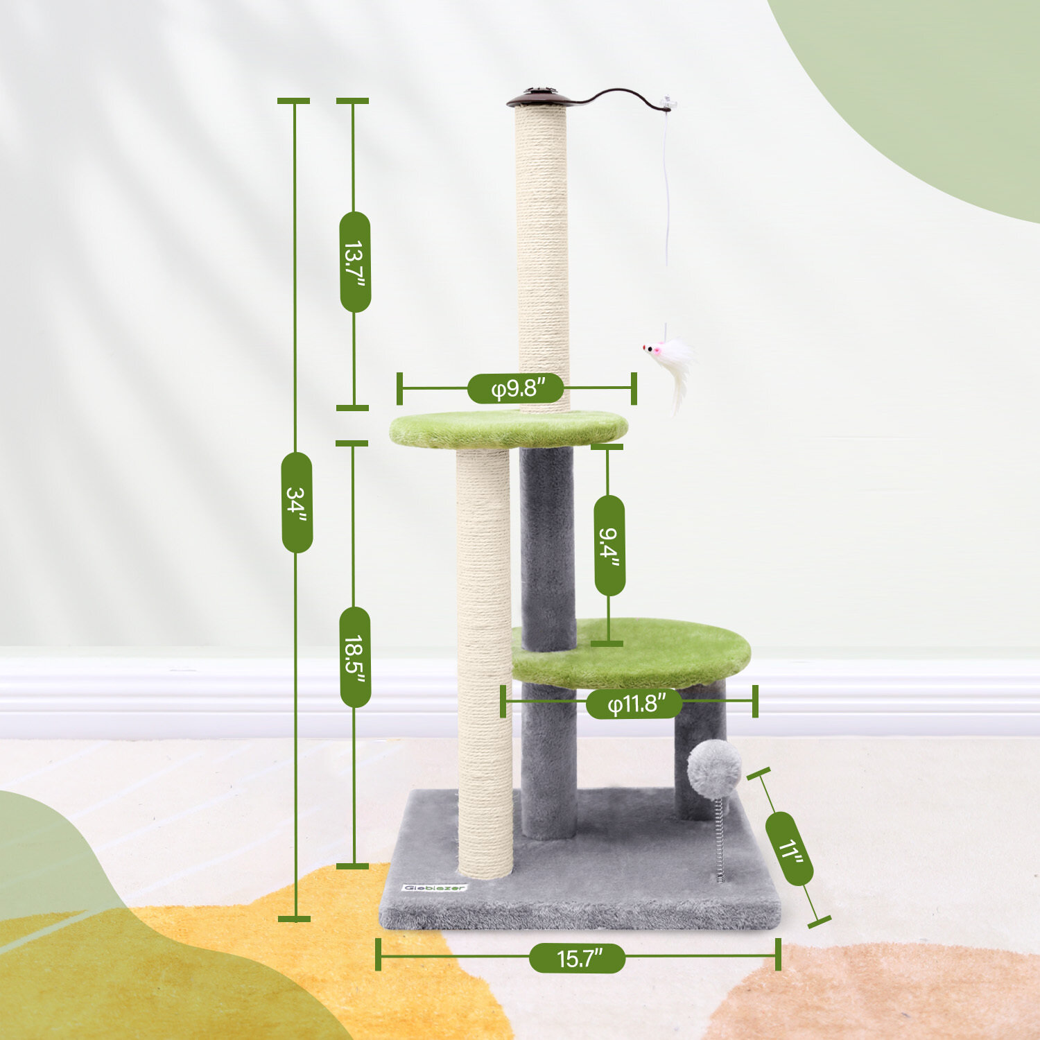 SC34 Scratching Post(Light Grey,34-inch)