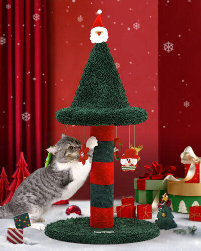 Xmas31 Christmas Cat Scratching Post(Red Green,31inch)