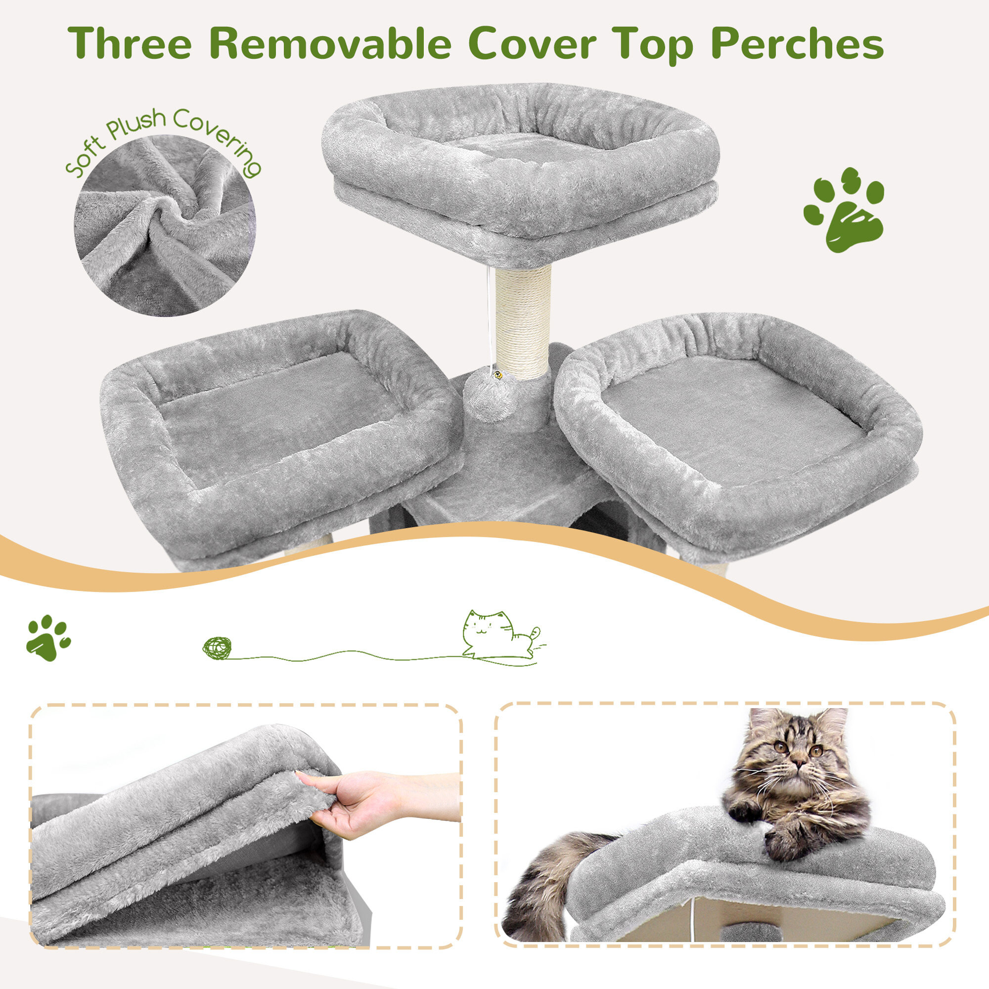 F83D Big Cat Tree(Light Gray,83-inch)