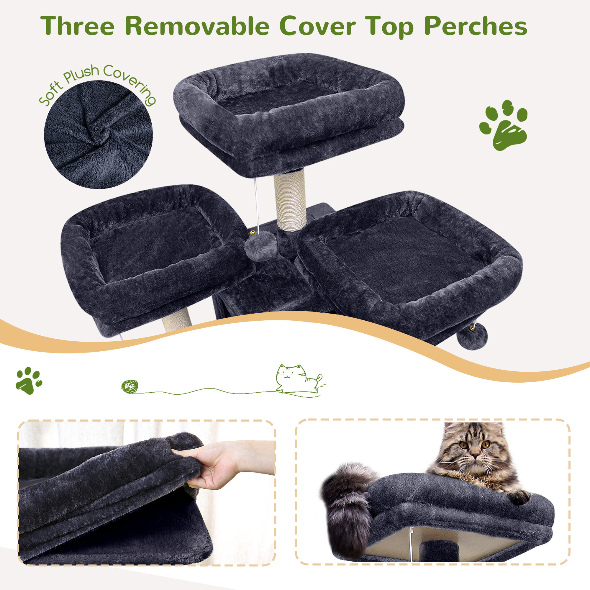 F83D Big Cat Tree(Dark Gray,83-inch)