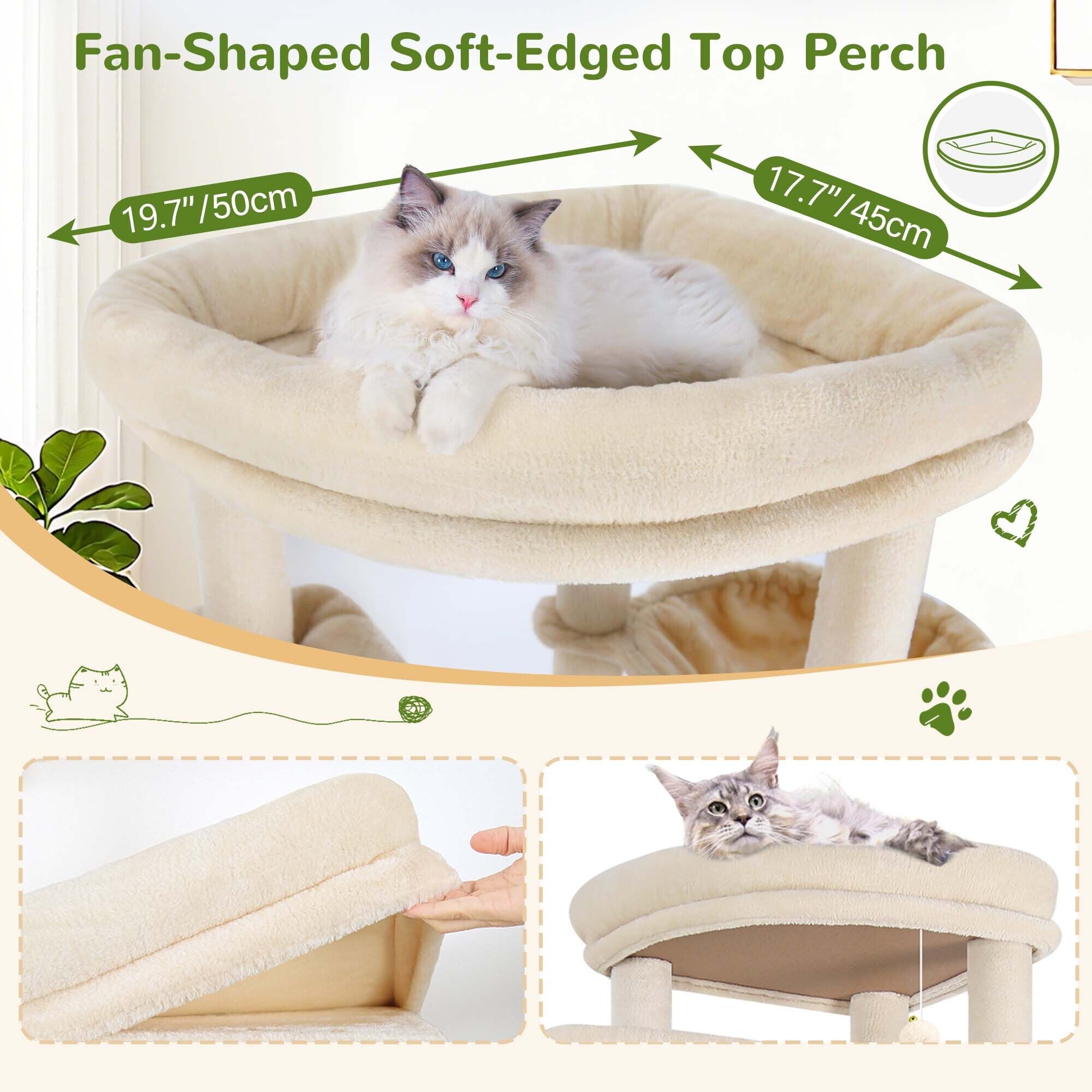 F84 Big Cat Tree(Beige,84-inch)
