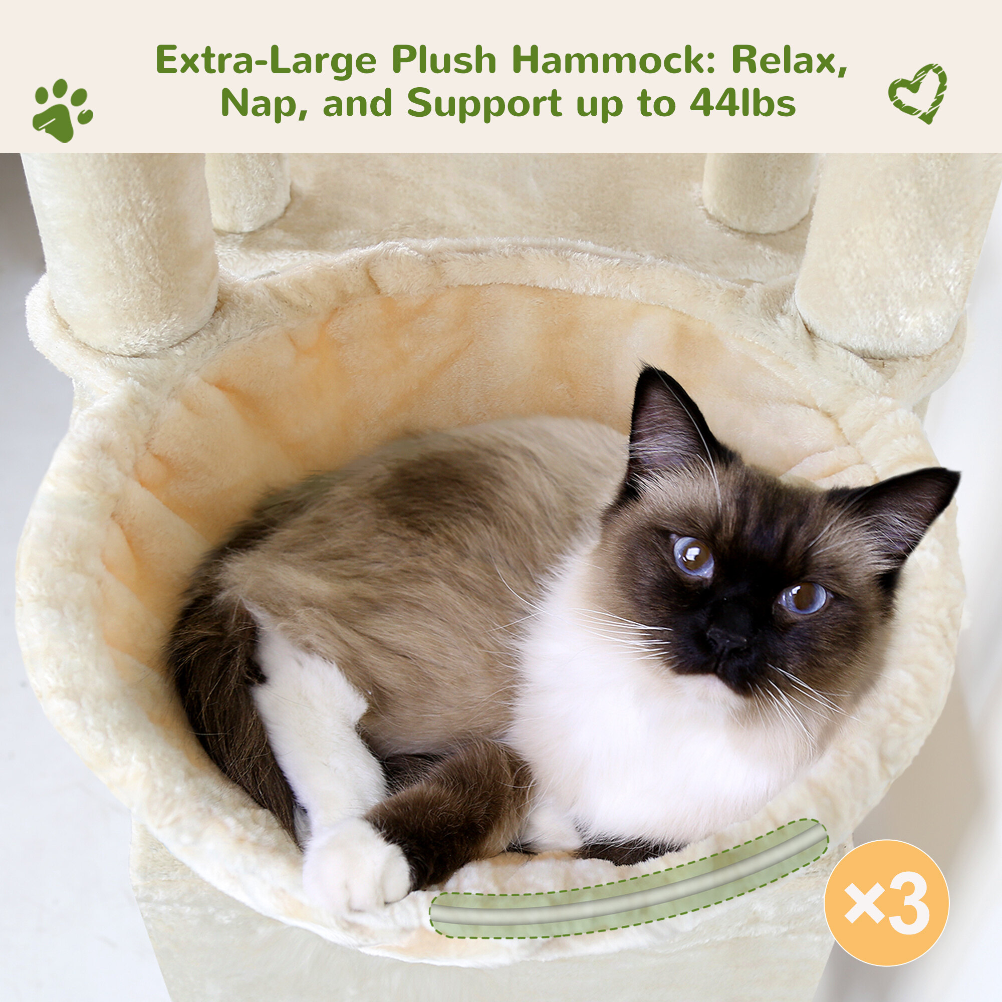 F84 Big Cat Tree(Beige,84-inch)