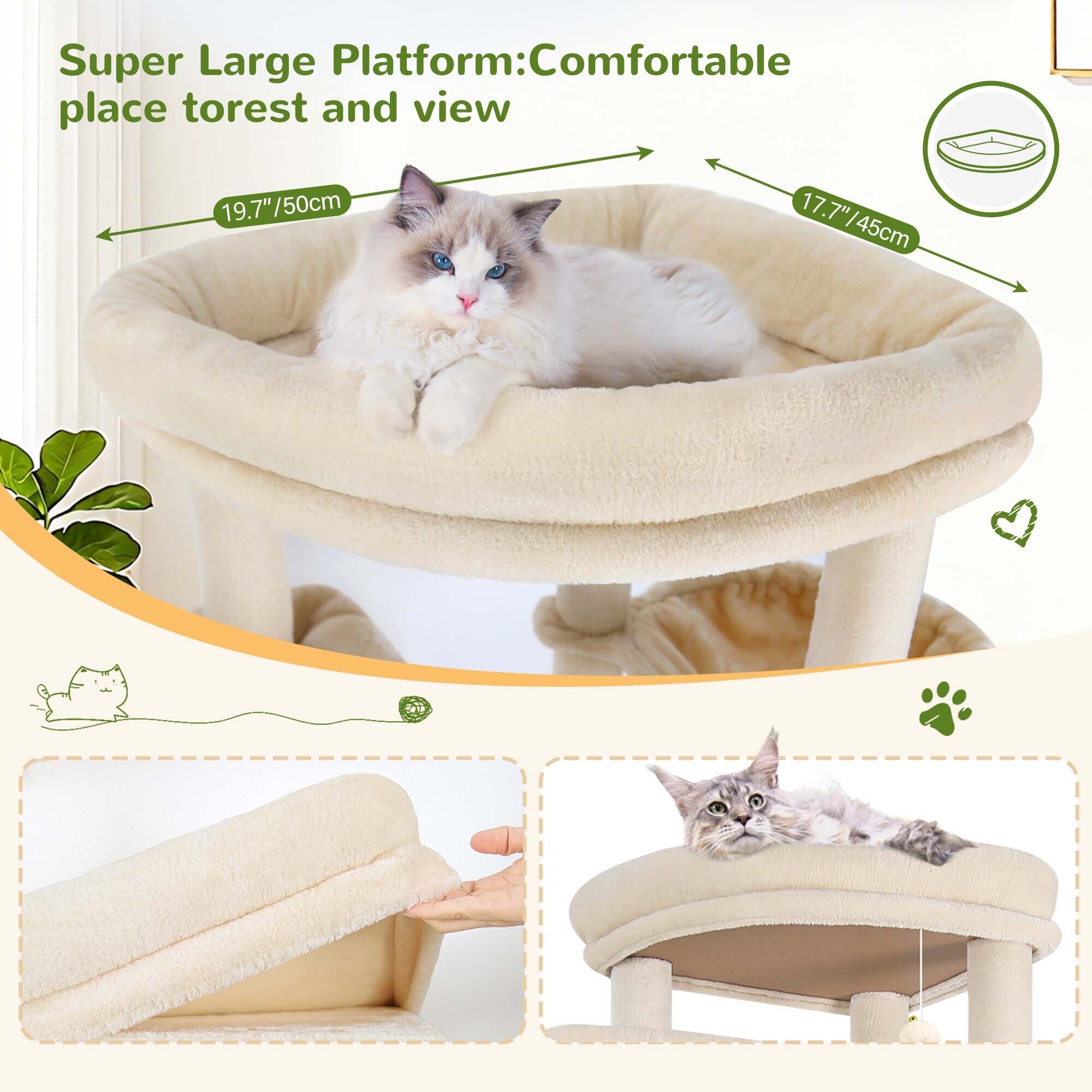 F84 Big Cat Tree(Beige,84-inch)