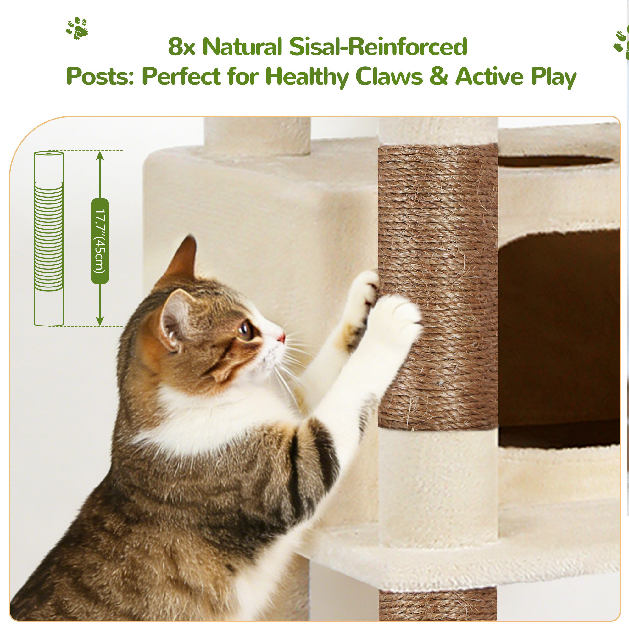 F84 Big Cat Tree(Beige,84-inch)