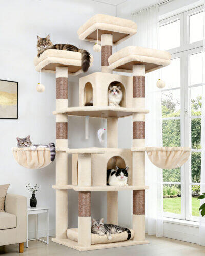 F68B Cat Tower For Indoor Cats(Beige,68-inch)