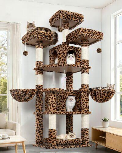 F68B Cat Tower For Indoor Cats(Leopard Print,68-inch)