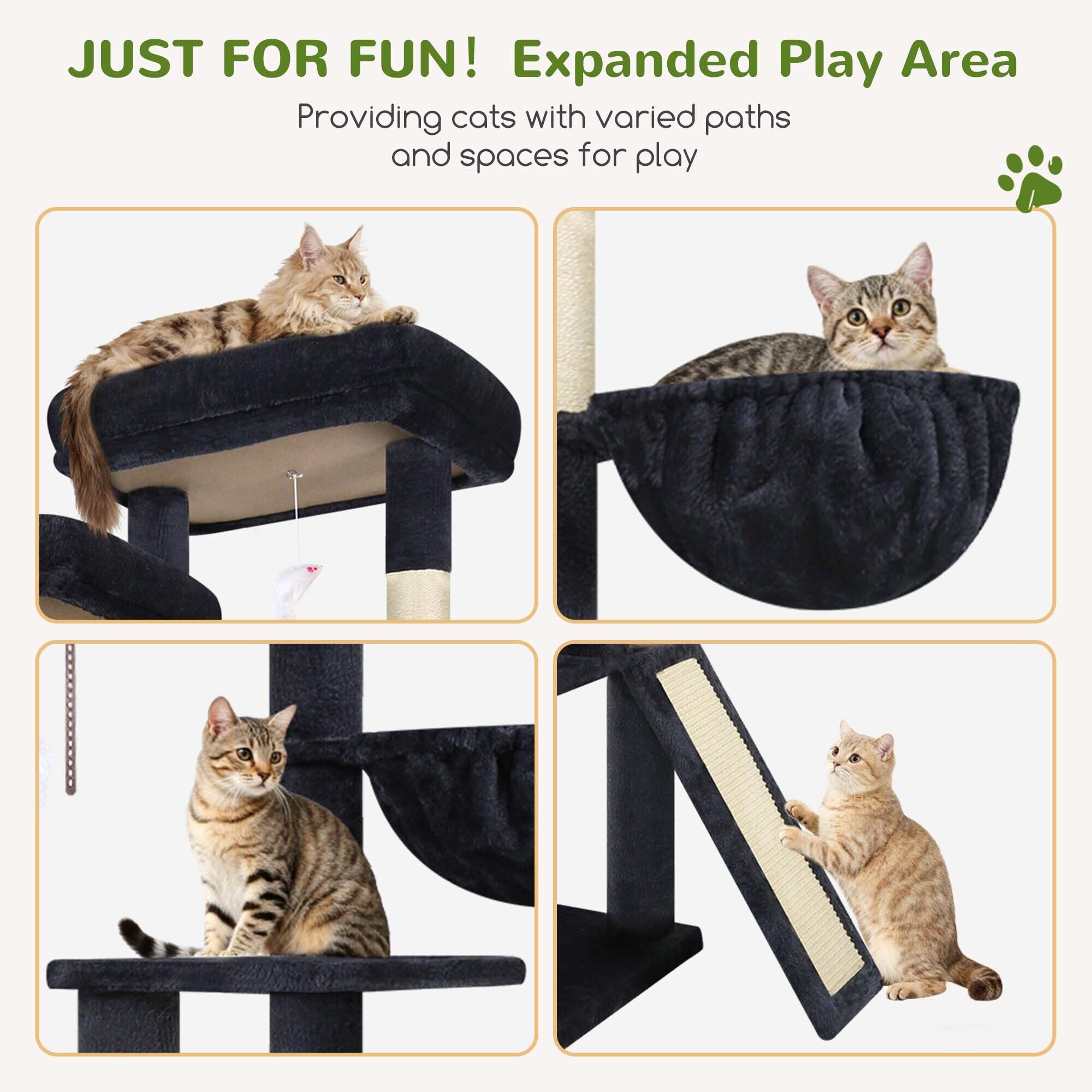 F76C Cat Tree(Dark Grey,76-inch)