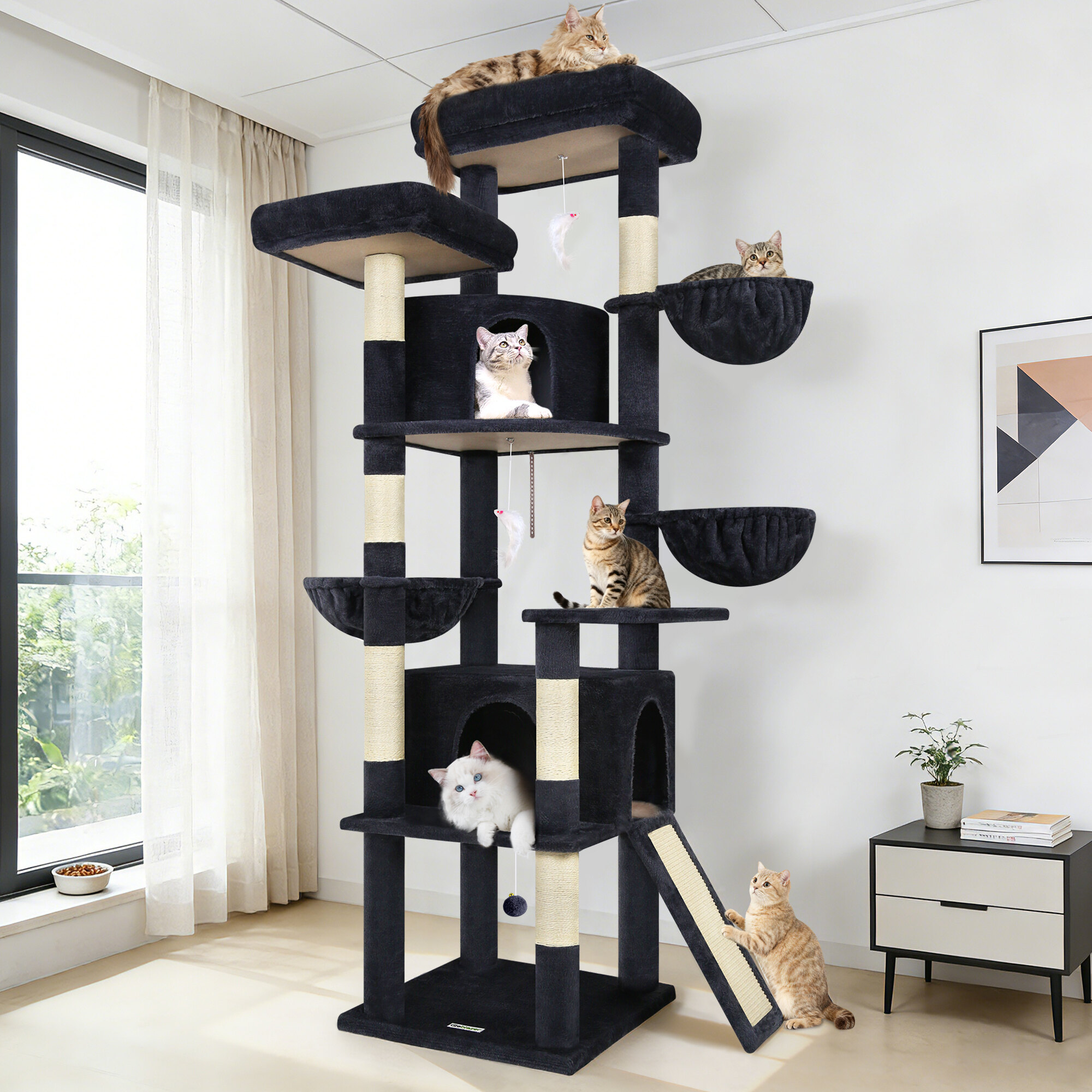 F76C Cat Tree(Dark Grey,76-inch)