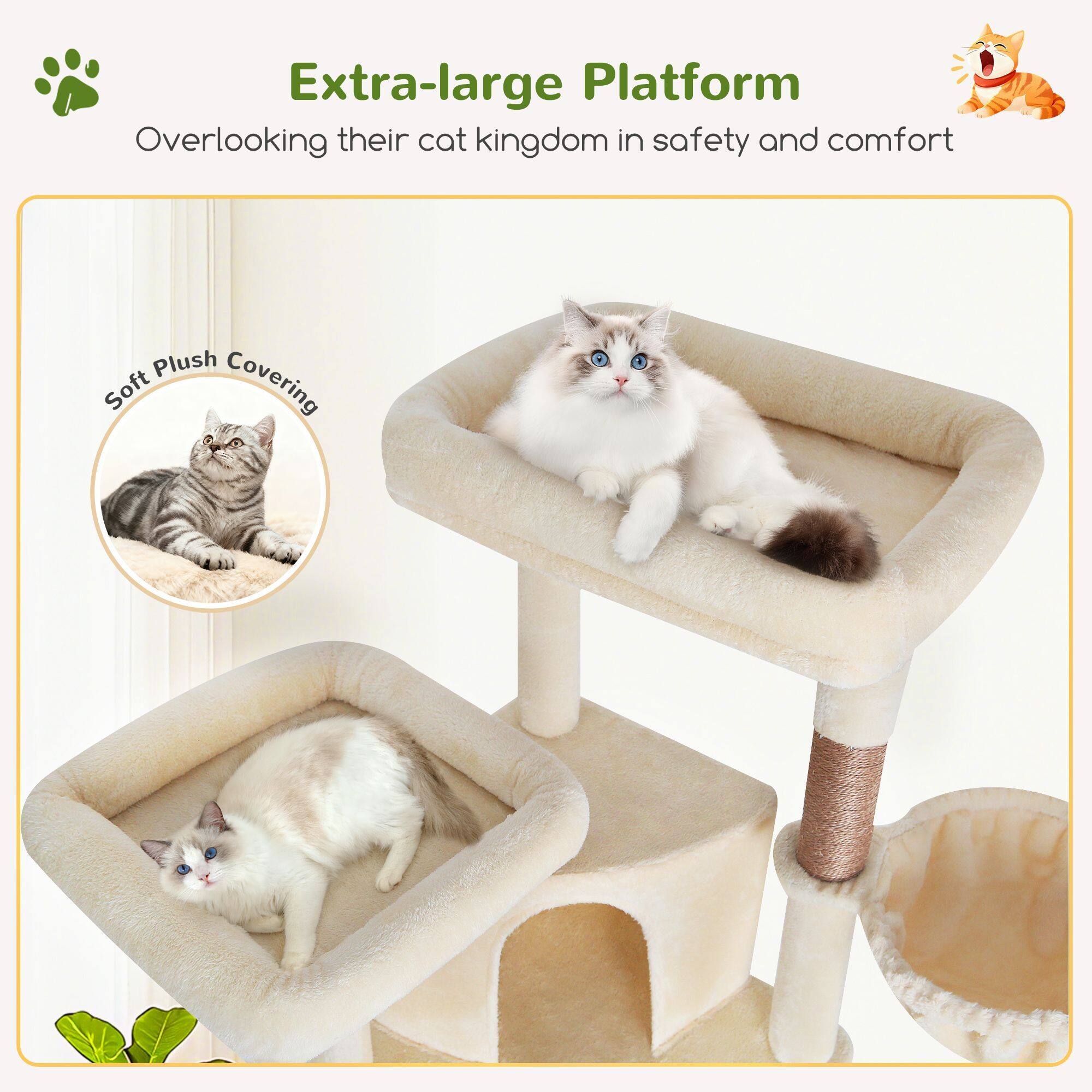 F76C Cat Tree(Beige,76-inch)
