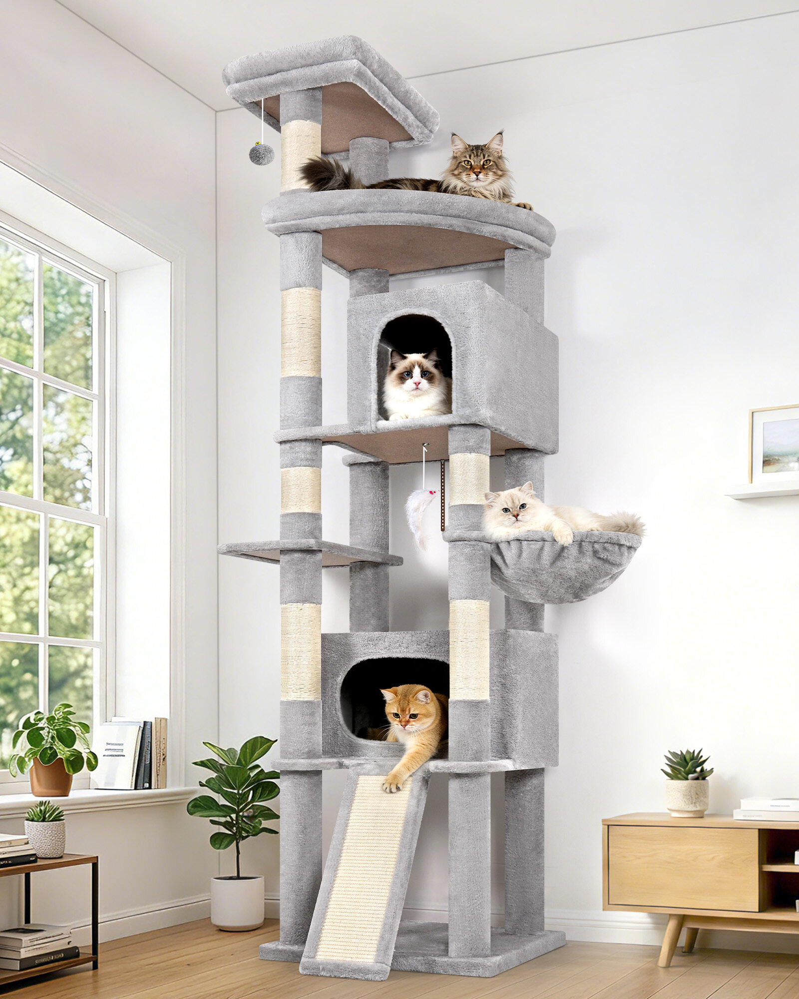 F84B Cat Tree Tower(Light Grey,84-inch)
