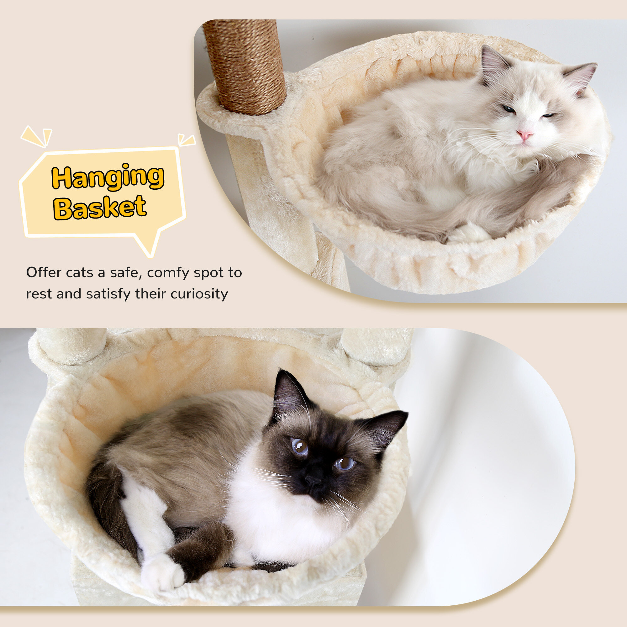 S78 Cat Tower With Scratching Post(Beige,78-inch)