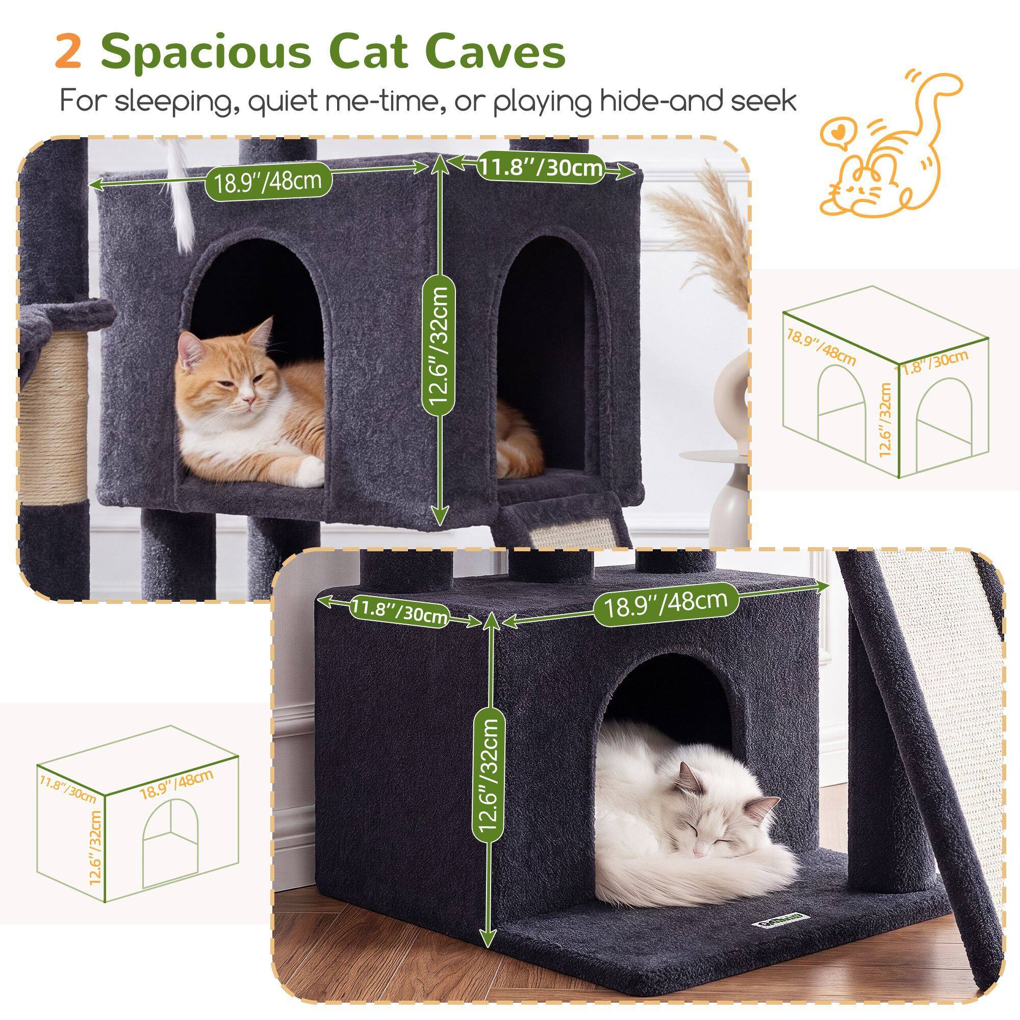 F55 Cat Tree For Indoor Cats Large Adult(Dark Grey,55-inch)