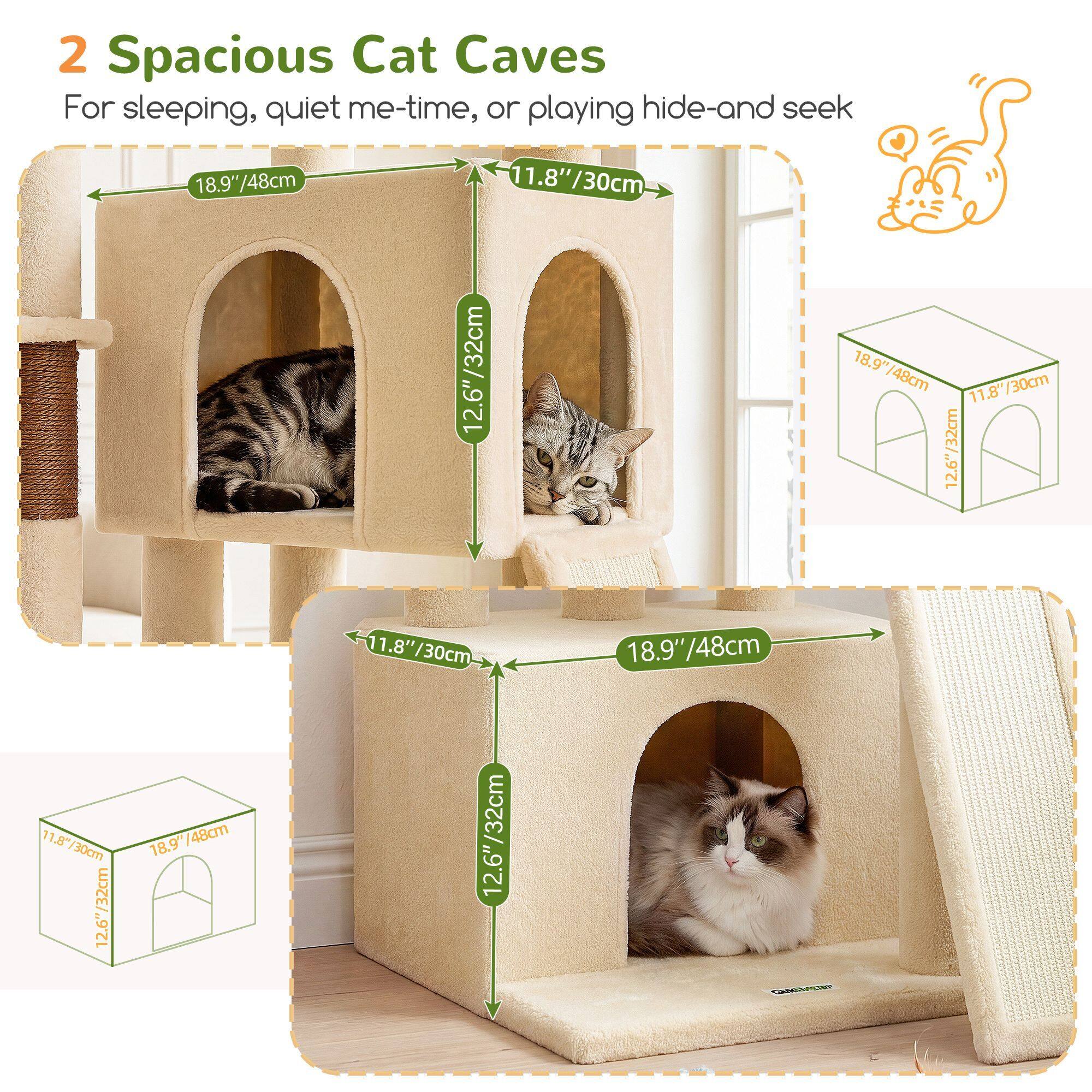 F55 Cat Tree For Indoor Cats Large Adult(Beige,55-inch)