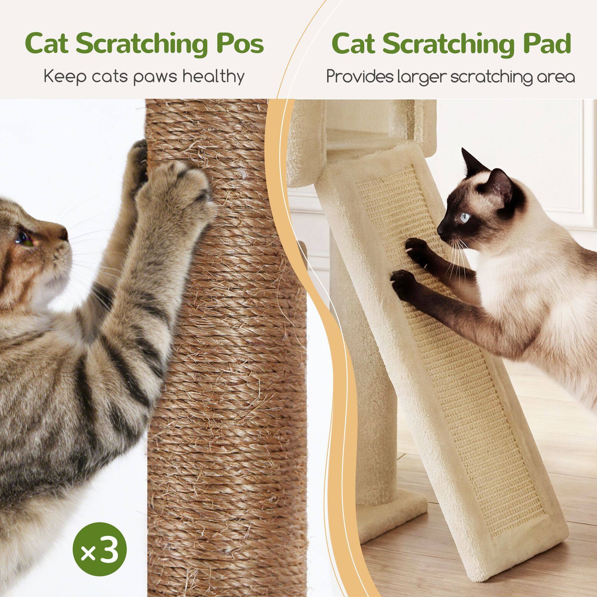F55 Cat Tree For Indoor Cats Large Adult(Beige,55-inch)