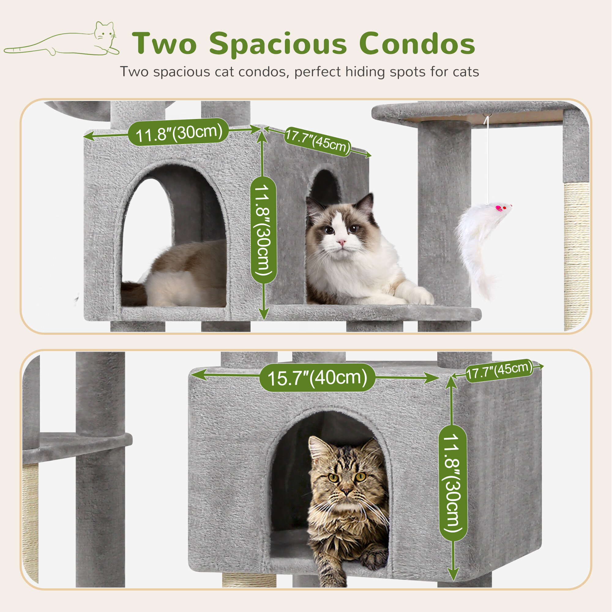 F78C Heavy Duty Cat Tree(Light Grey,78-inch)