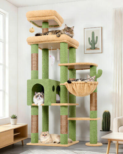F65B Tall Cat Tower (Cactus Green, 65-inch)