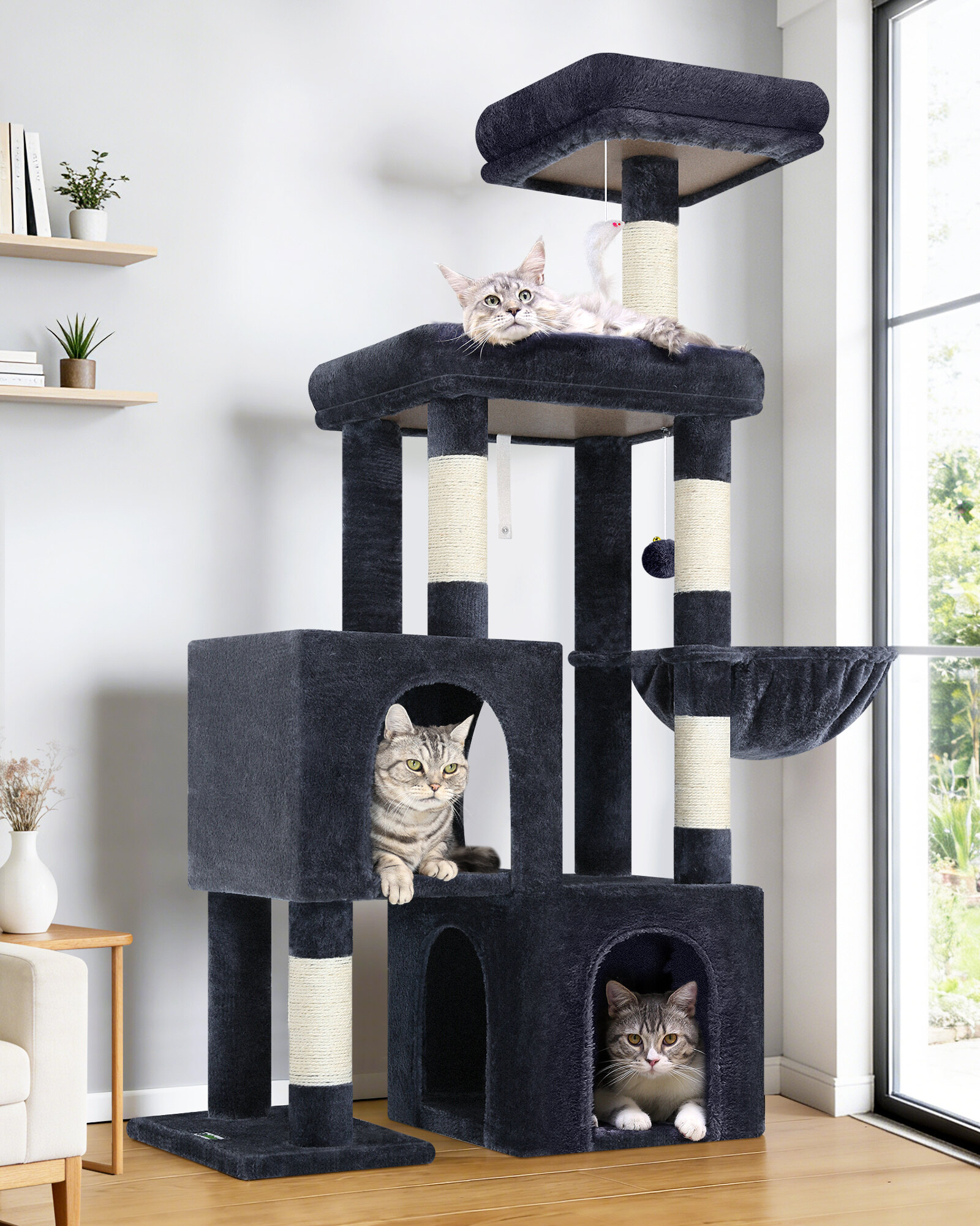 S52 Cat Tree(Dark Grey,52-inch)