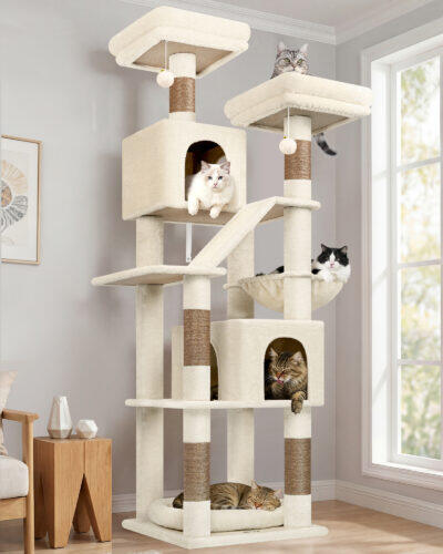 F74D Cat Tree Tower (Beige, 74-inch)