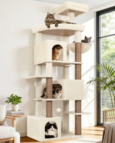 S80 Cat Tower With Scratching Post (Beige, 80-inch)