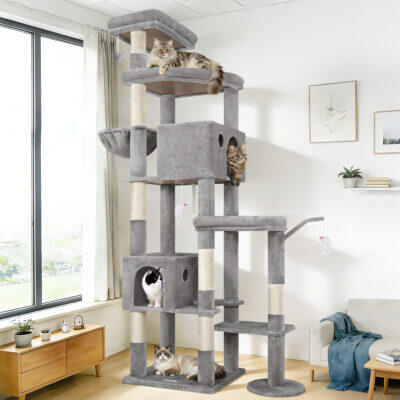 S83 Heavy Duty Cat Tree(Light Grey,83-inch)