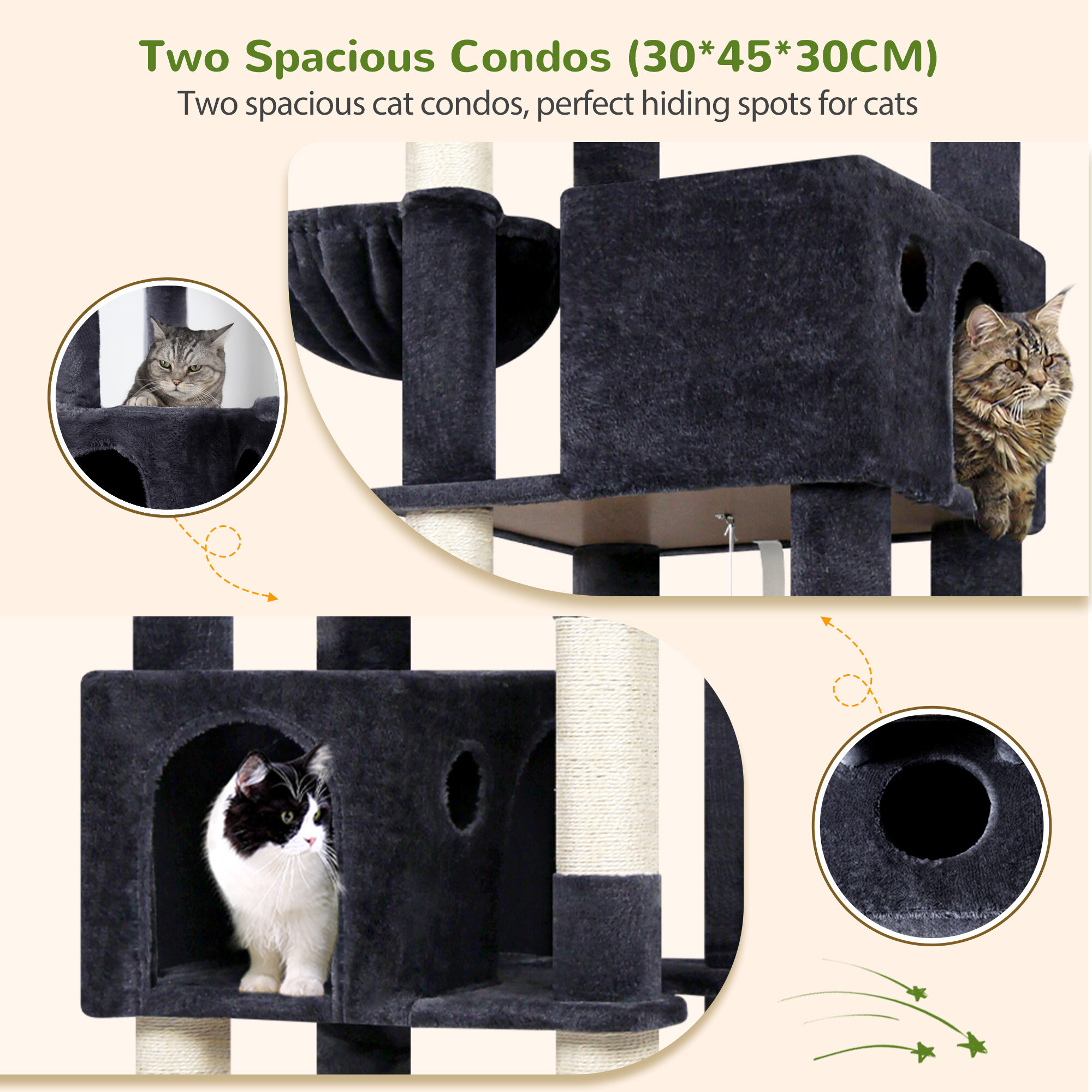 S83 Heavy Duty Cat Tree(Dark Grey,83-inch)