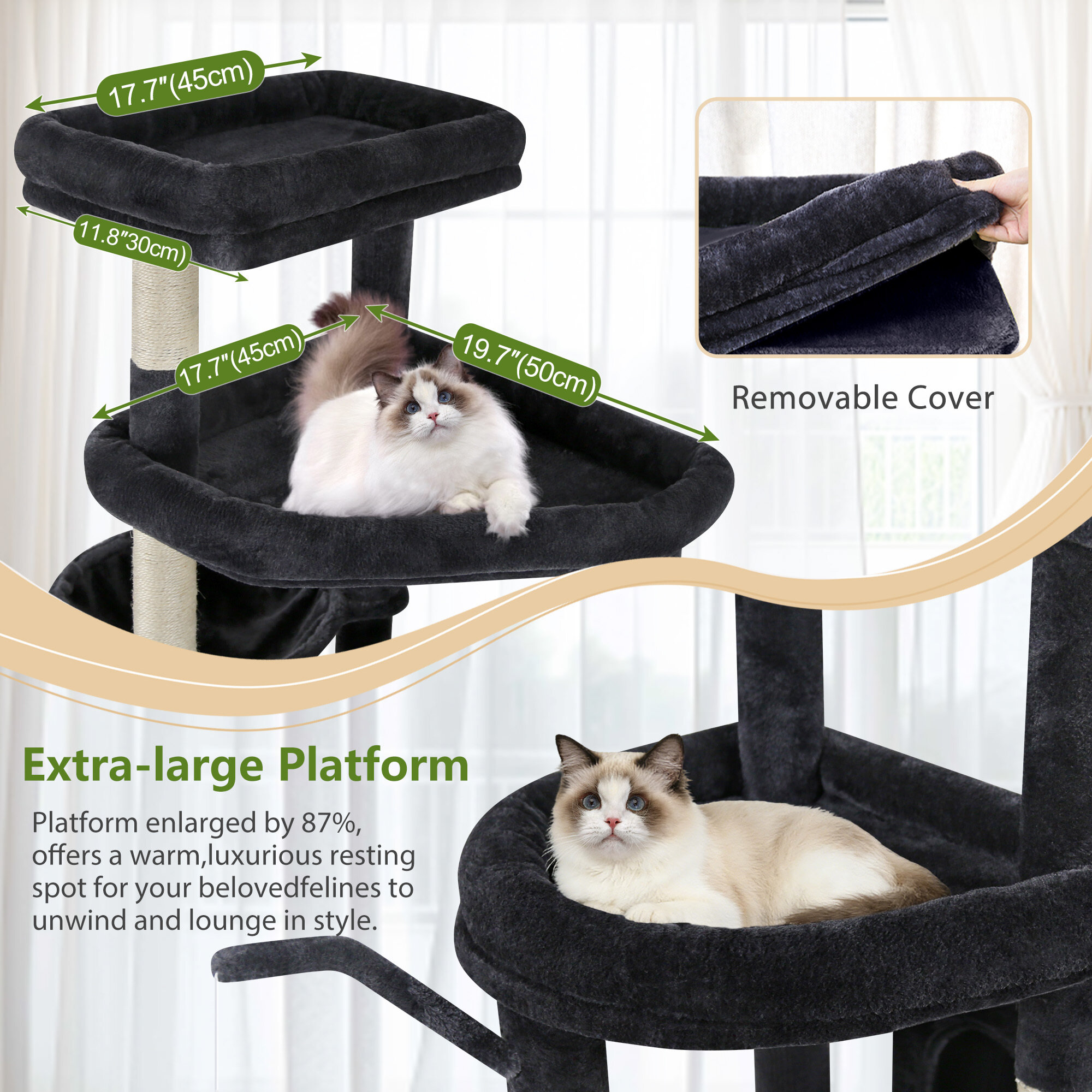 S83 Heavy Duty Cat Tree(Dark Grey,83-inch)