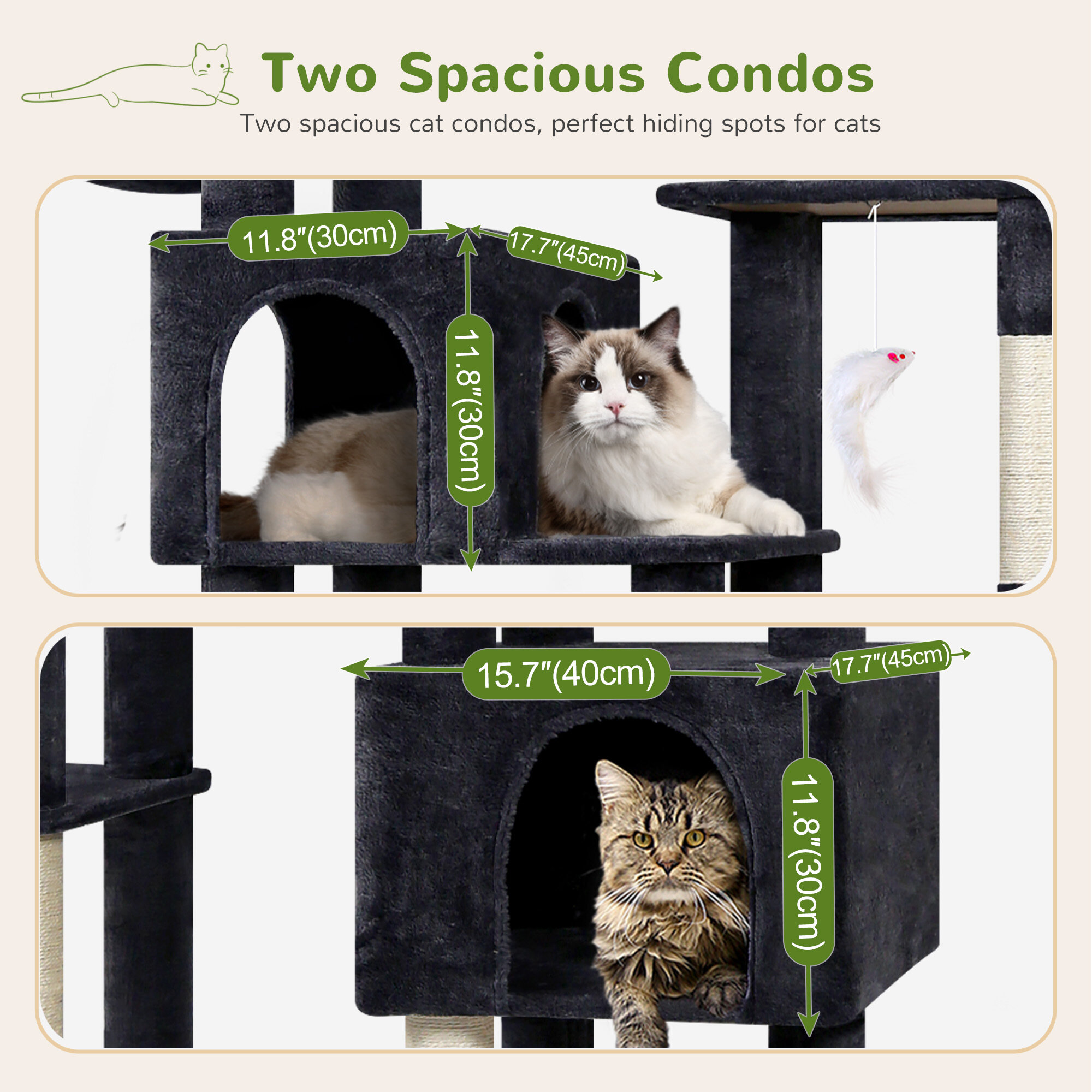 F78C Heavy Duty Cat Tree(Dark Grey,78-inch)