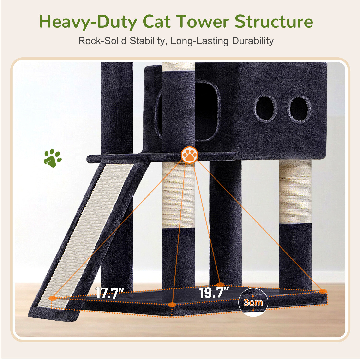 S83F Heavy Duty Cat Tree(Dark Grey,83-inch)