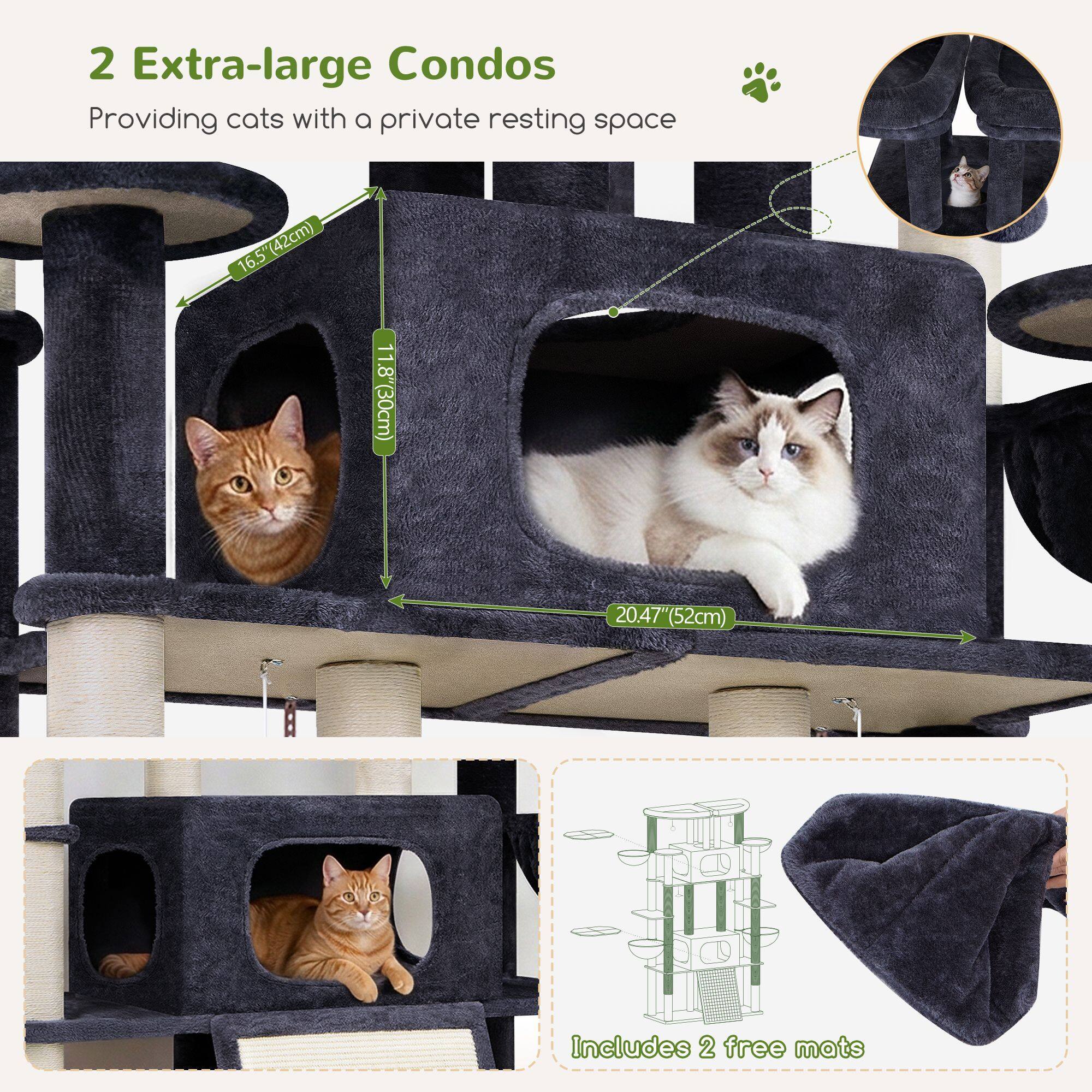 S78E Heavy Duty Cat Tree(Dark Grey,78-inch)