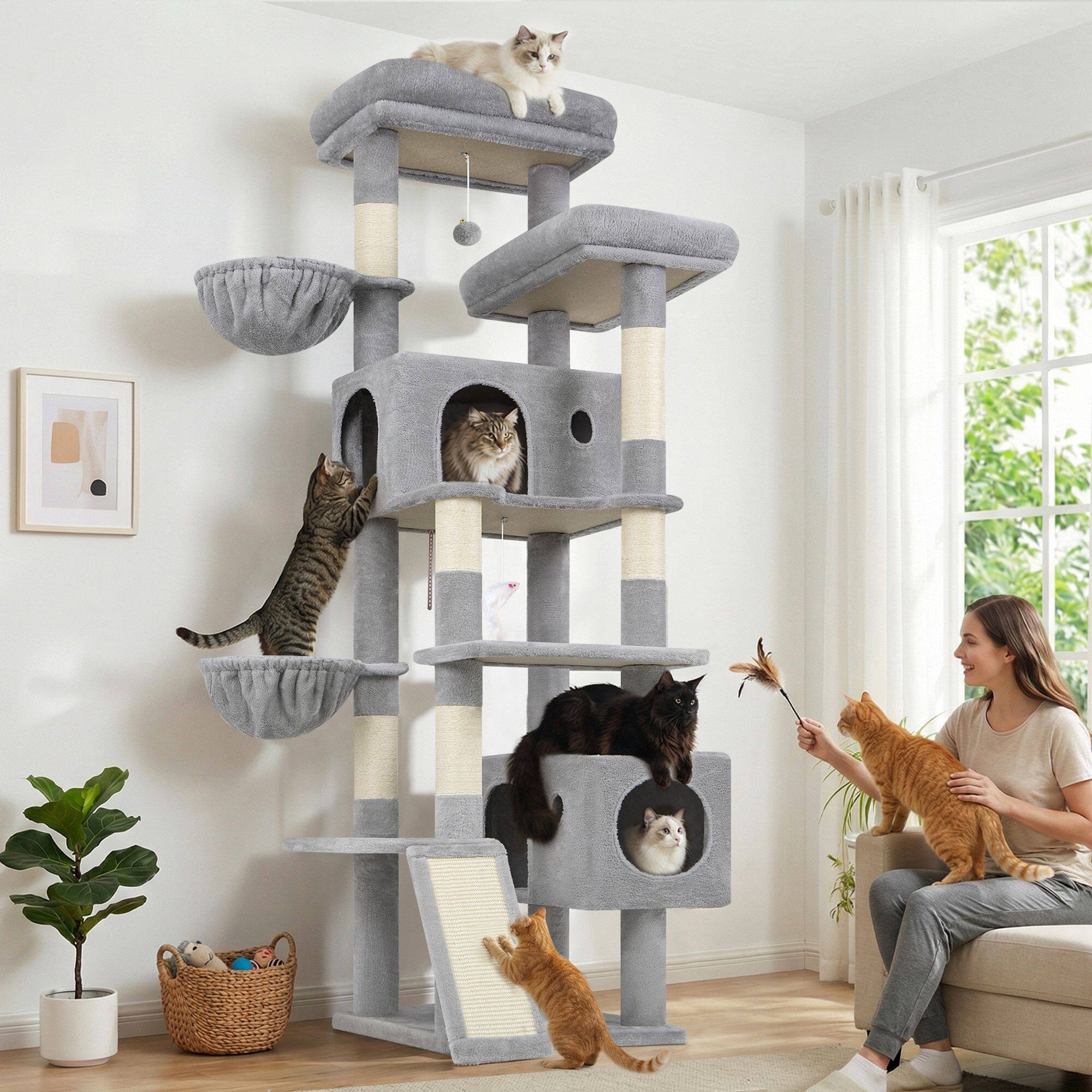 S77C Cat Tree(Light Grey,77-inch)