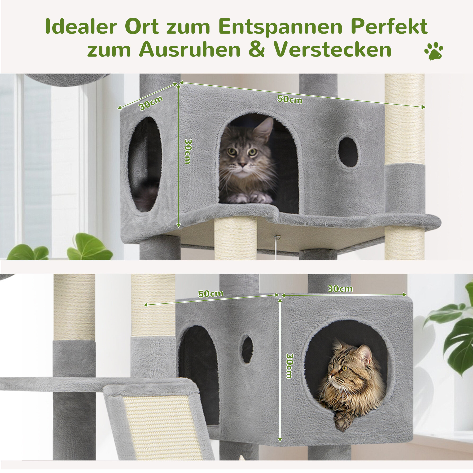 S77C Cat Tree(Light Grey,77-inch)