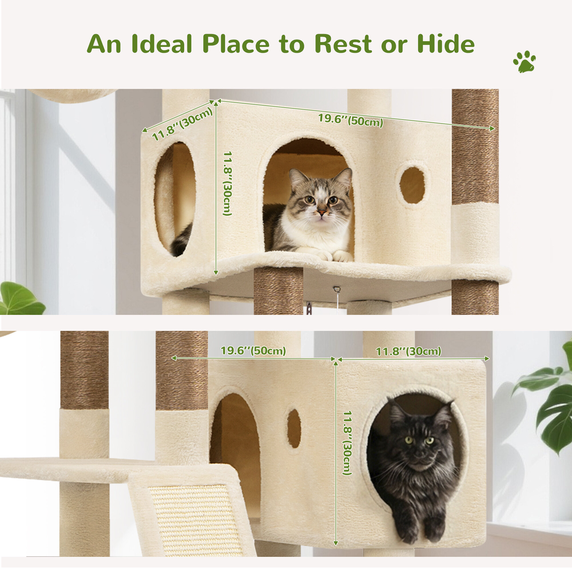 S77C Cat Tree(Beige,77-inch)
