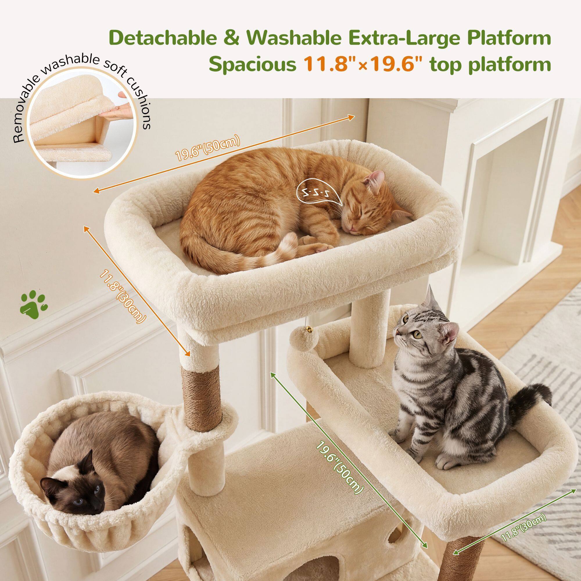 S77C Cat Tree(Beige,77-inch)